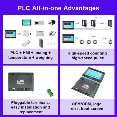 Industrial Automation HMI PLC All In One 7.0" TFT Screen 32bit CPU 408MHz 65536 True Color Touch Screen RS232/RS485 Port485P Compatible FX3G/FX3U/FX3S Temperature analog customization