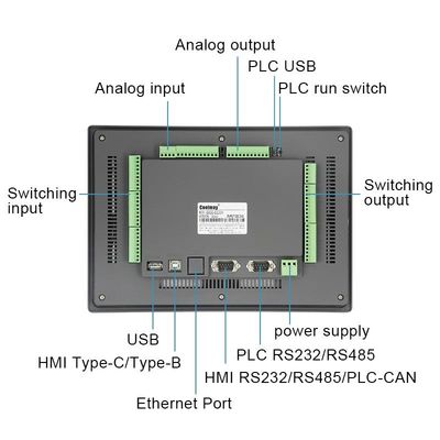 Coolmay Factory 10Inch HMI PLC All in One Machine RS232 RS485  EX3G-8100H-44MT Built in Analog Inputs and Outputs Temperature Voltage Current Programmable Logic Controller Modbus