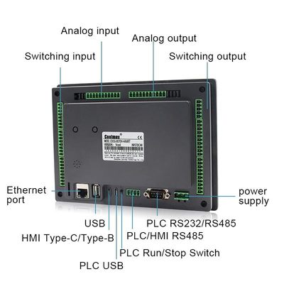 Industrial Automation HMI PLC All In One 7.0" TFT Screen 32bit CPU 408MHz 65536 True Color Touch Screen RS232/RS485 Port485P Compatible FX3G/FX3U/FX3S Temperature analog customization