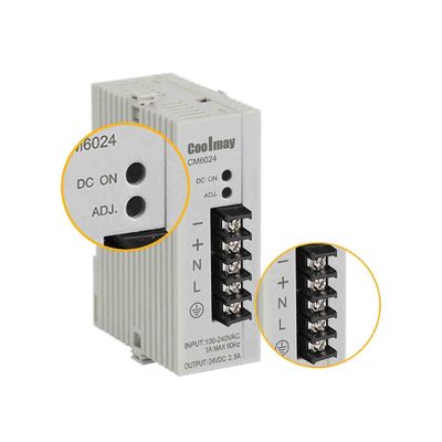 PWM Pulse PLC 24V Din Rail Power Supply 2.5A Overload Protection